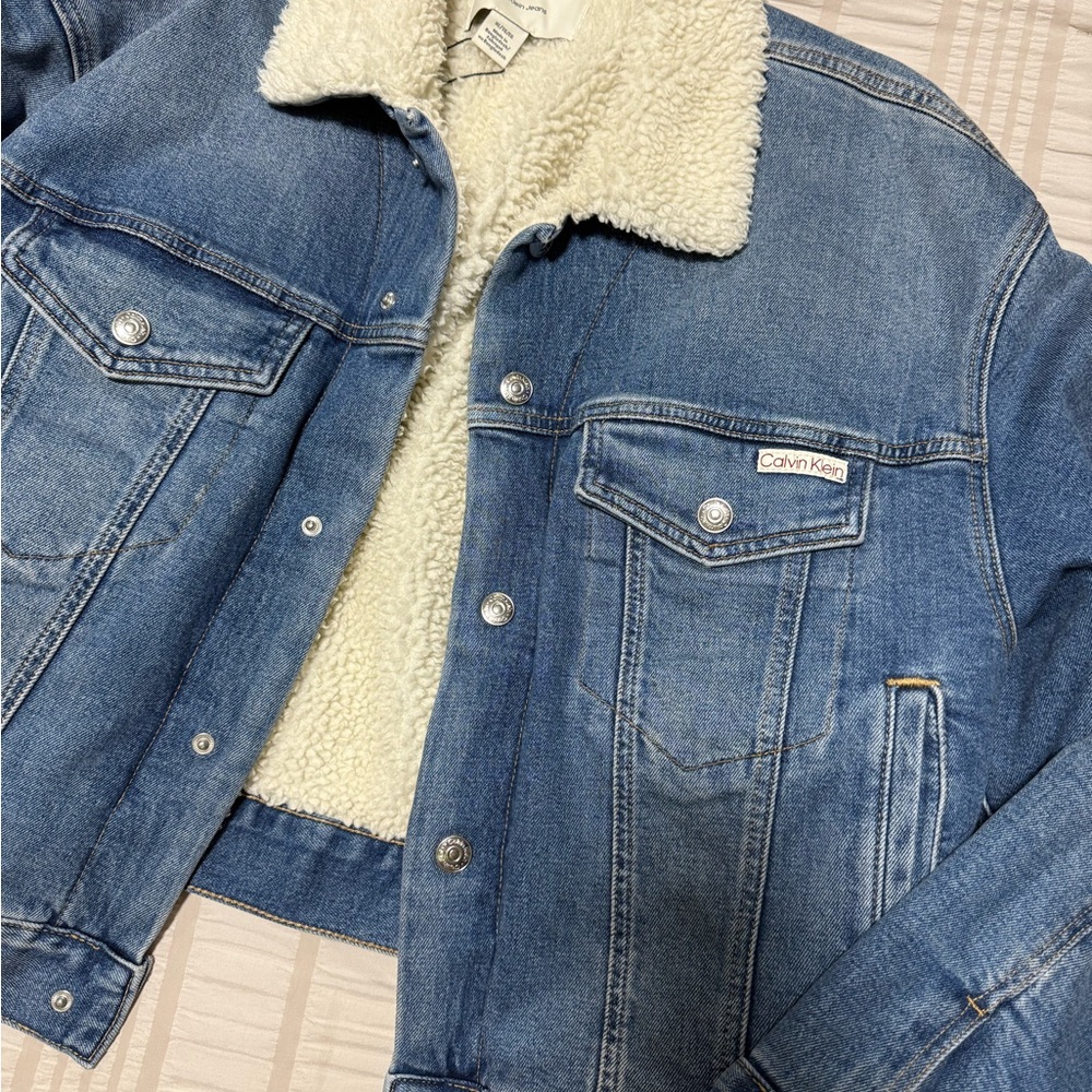 Calvin Klein Jeans Sherpa Denim Jacket Women’s XL NWT